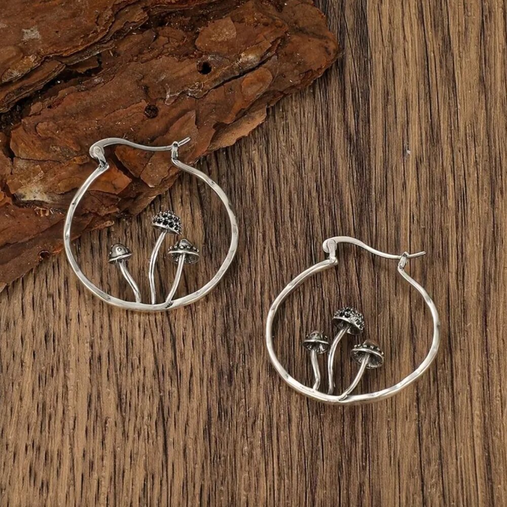 Anthro Mushroom hoop earrings